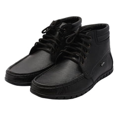 Chamda Men’s Black Genuine Leather Lace-Up Ankle Boots