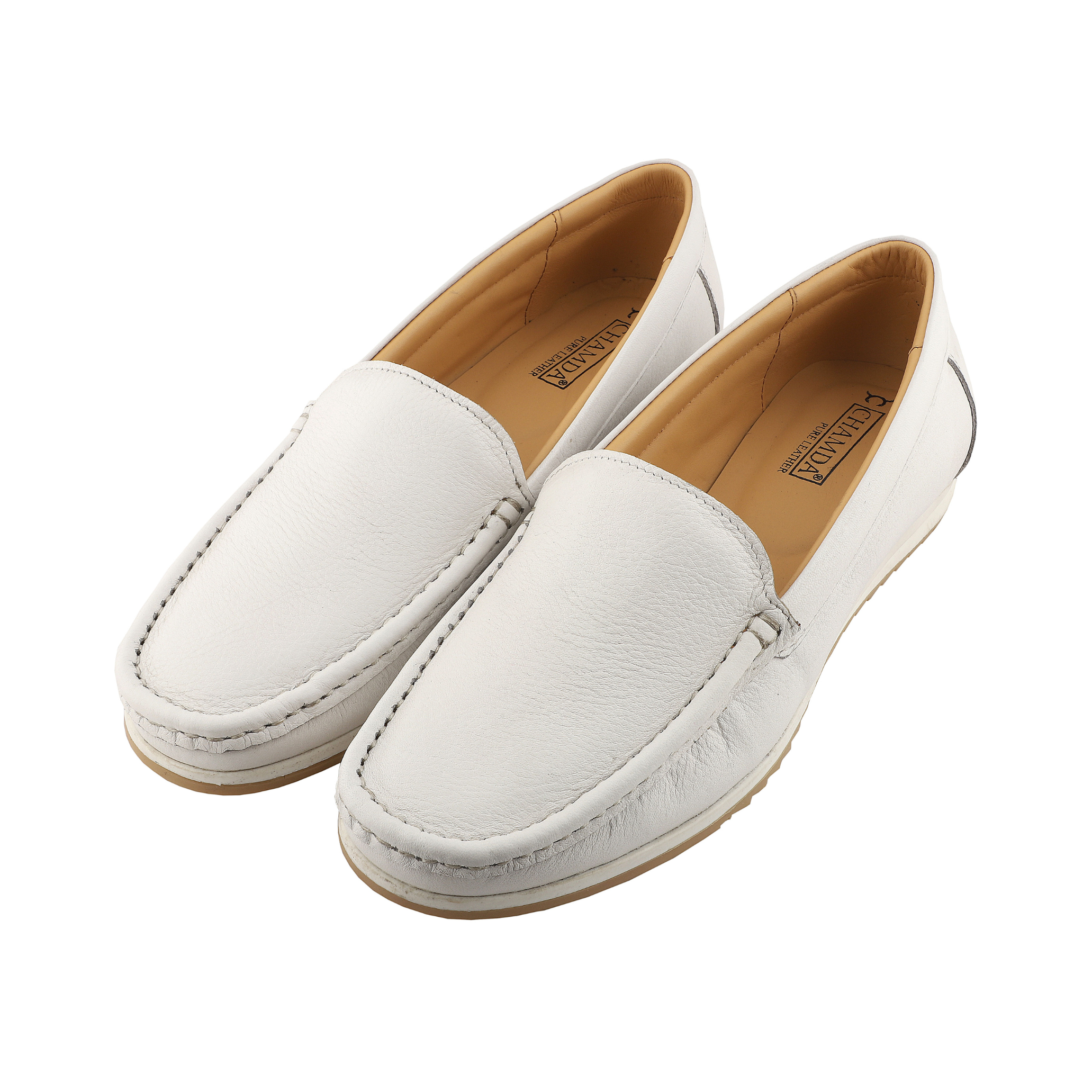 Chamda Women’s White Slip-On Loafers