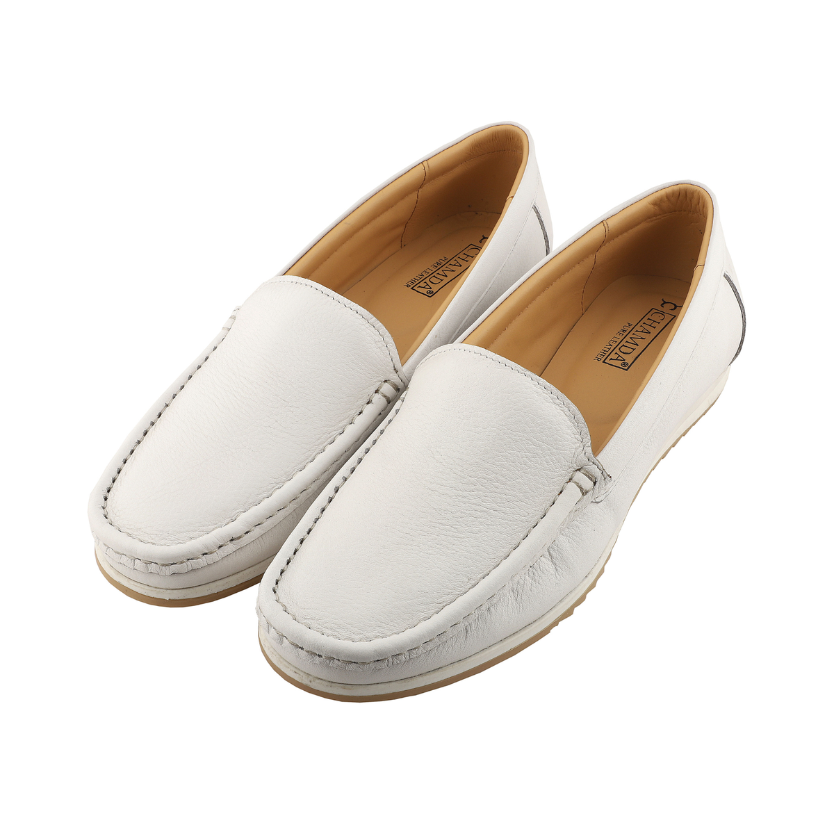 Chamda Women’s White Slip-On Loafers