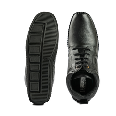 Chamda Black Leather Lace-Up Casual Shoes for Men