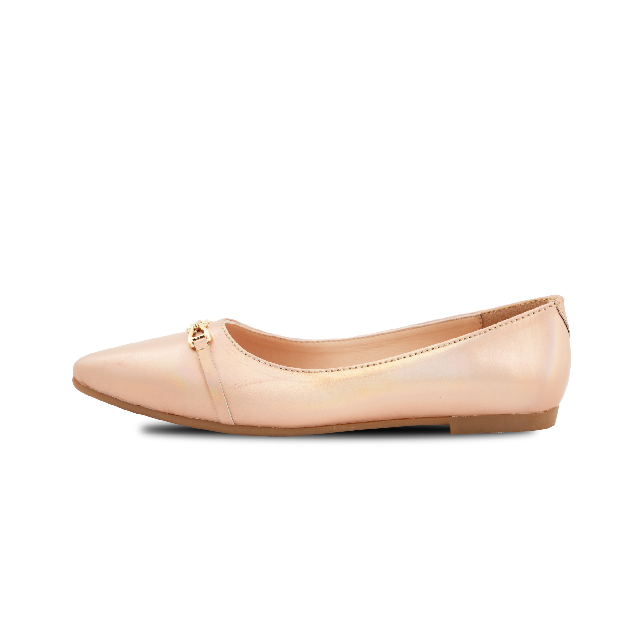 Chamda Women’s Rose Gold Ballet Flats with Metallic Accent