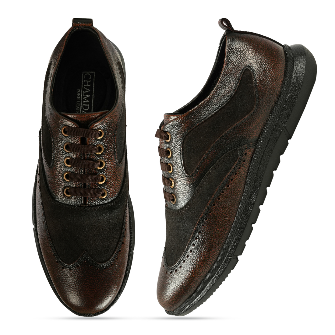 Chamda Men’s Brown Lace-Up Casual Shoes with Cushioned Sole