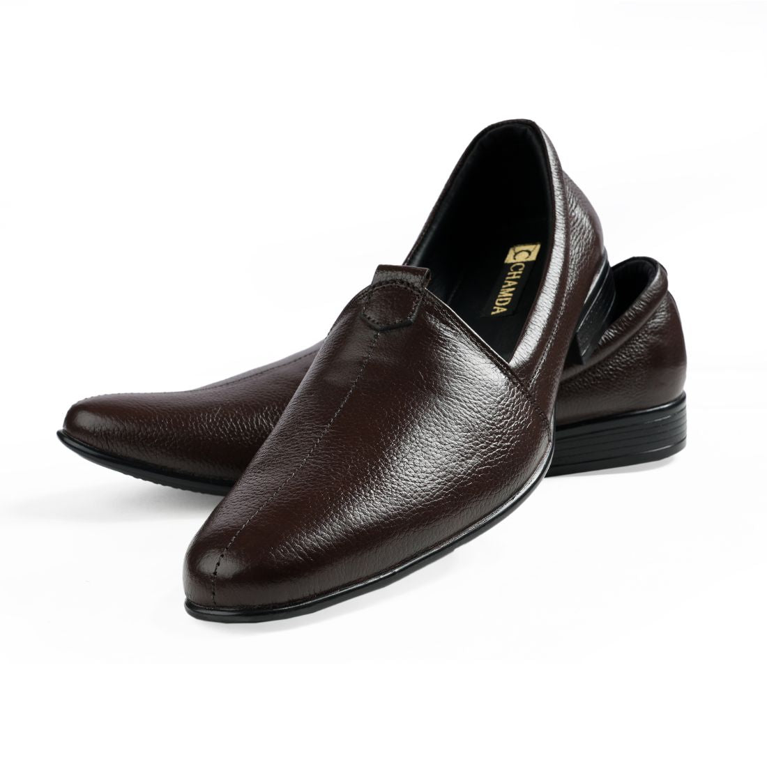 Chamda Men’s Black Formal Leather Slip-On Shoes