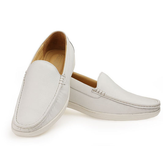 Chamda Men’s White Formal Leather Slip-On Shoes