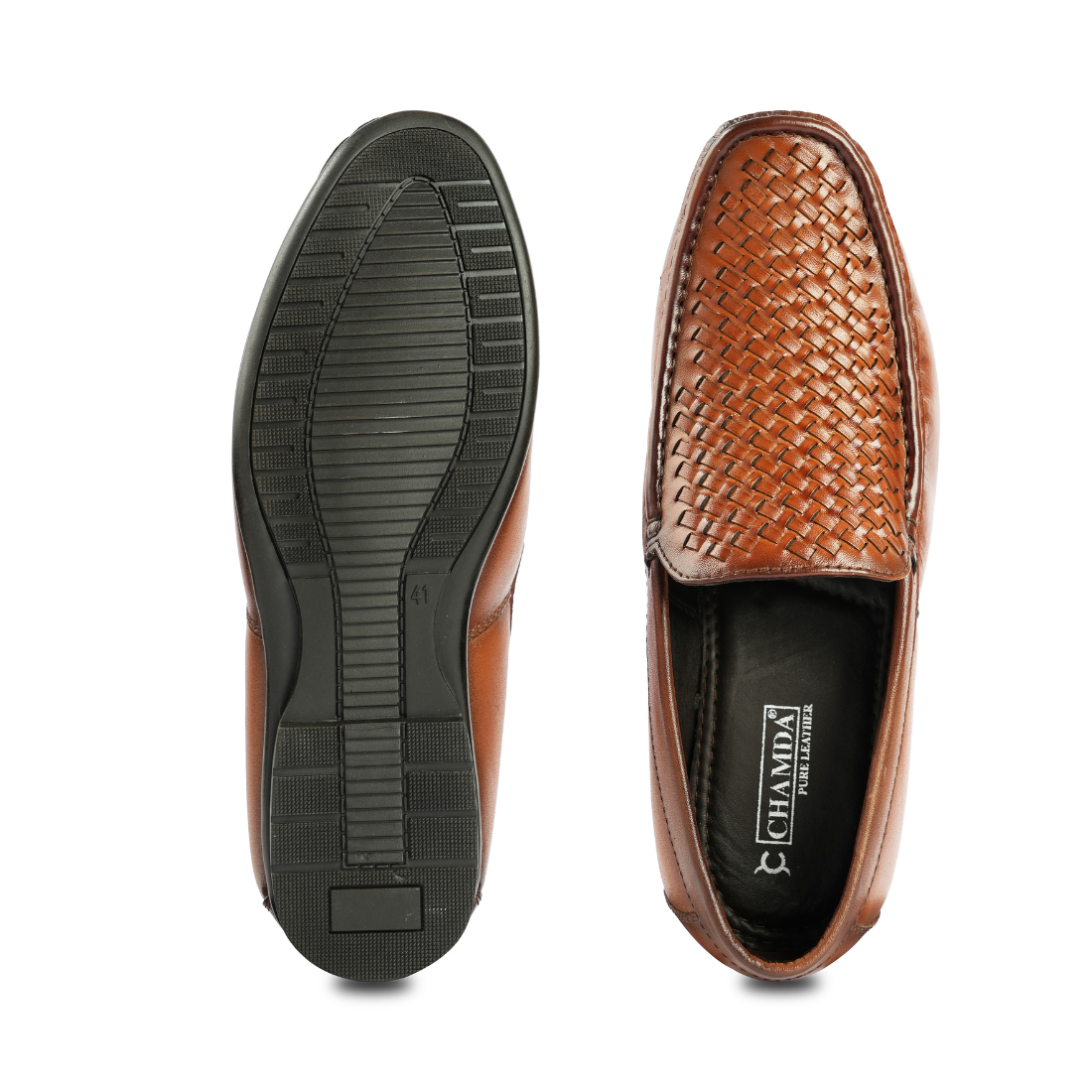 Chamda Woven Leather Formal Slip-On Shoes for Men
