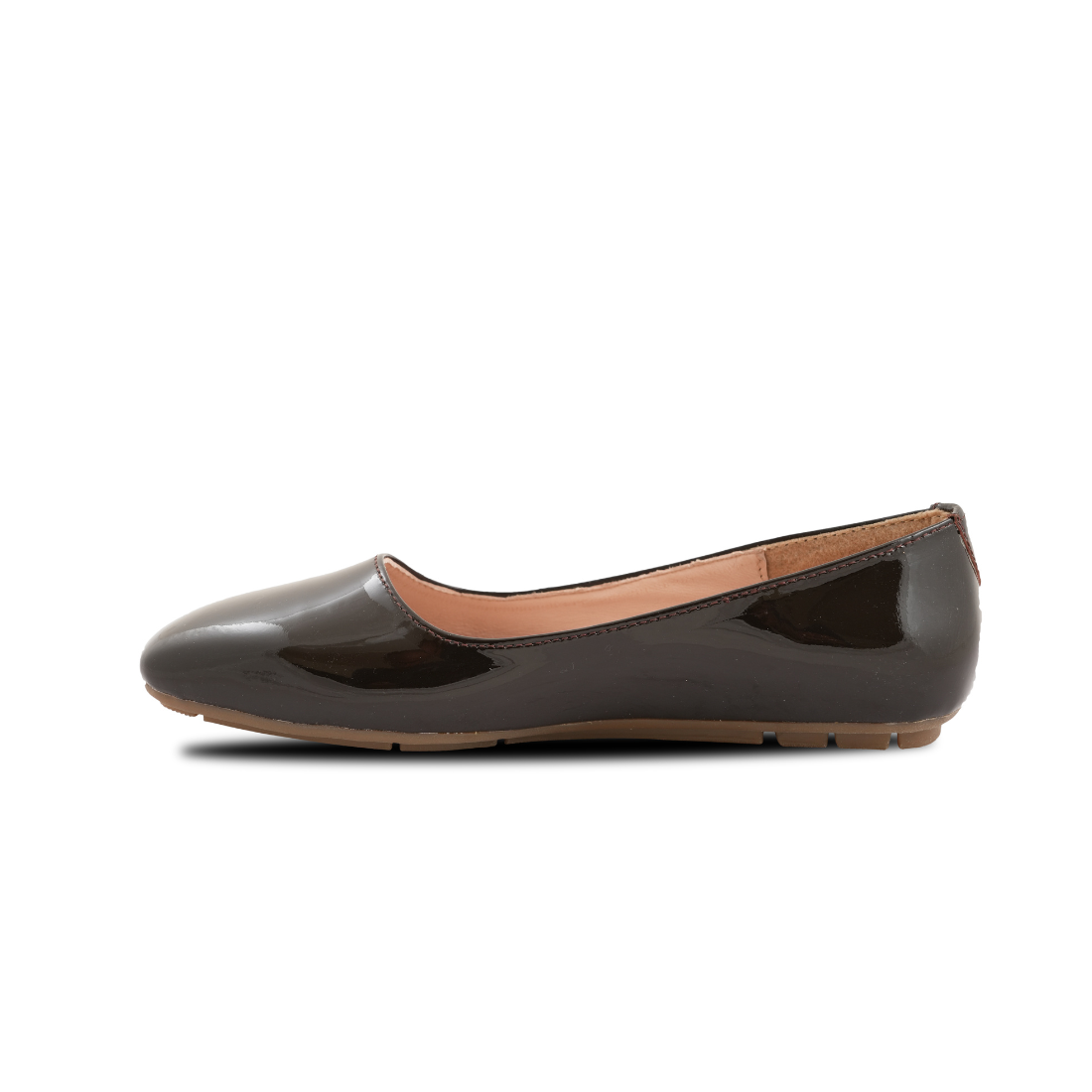 Chamda Women’s Dark Brown Patent Finish Ballet Flats