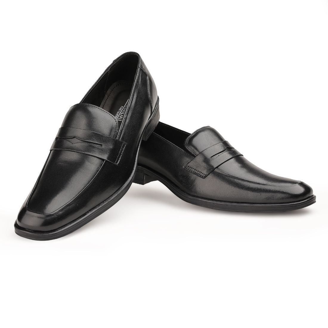 Chamda Men’s Black Formal Leather Penny Loafers