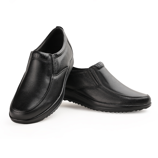 Chamda Men’s Classic Slip-On Genuine Leather Formal Shoes – Black