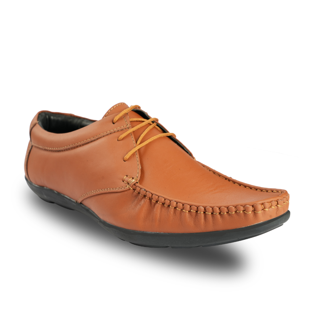 Chamda Men’s Premium Leather Lace-Up Casual Shoes – Tan Brown