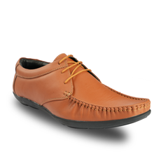 Chamda Men’s Premium Leather Lace-Up Casual Shoes – Tan Brown