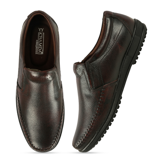 Chamda Men’s Dark Brown Slip-On Casual Shoes