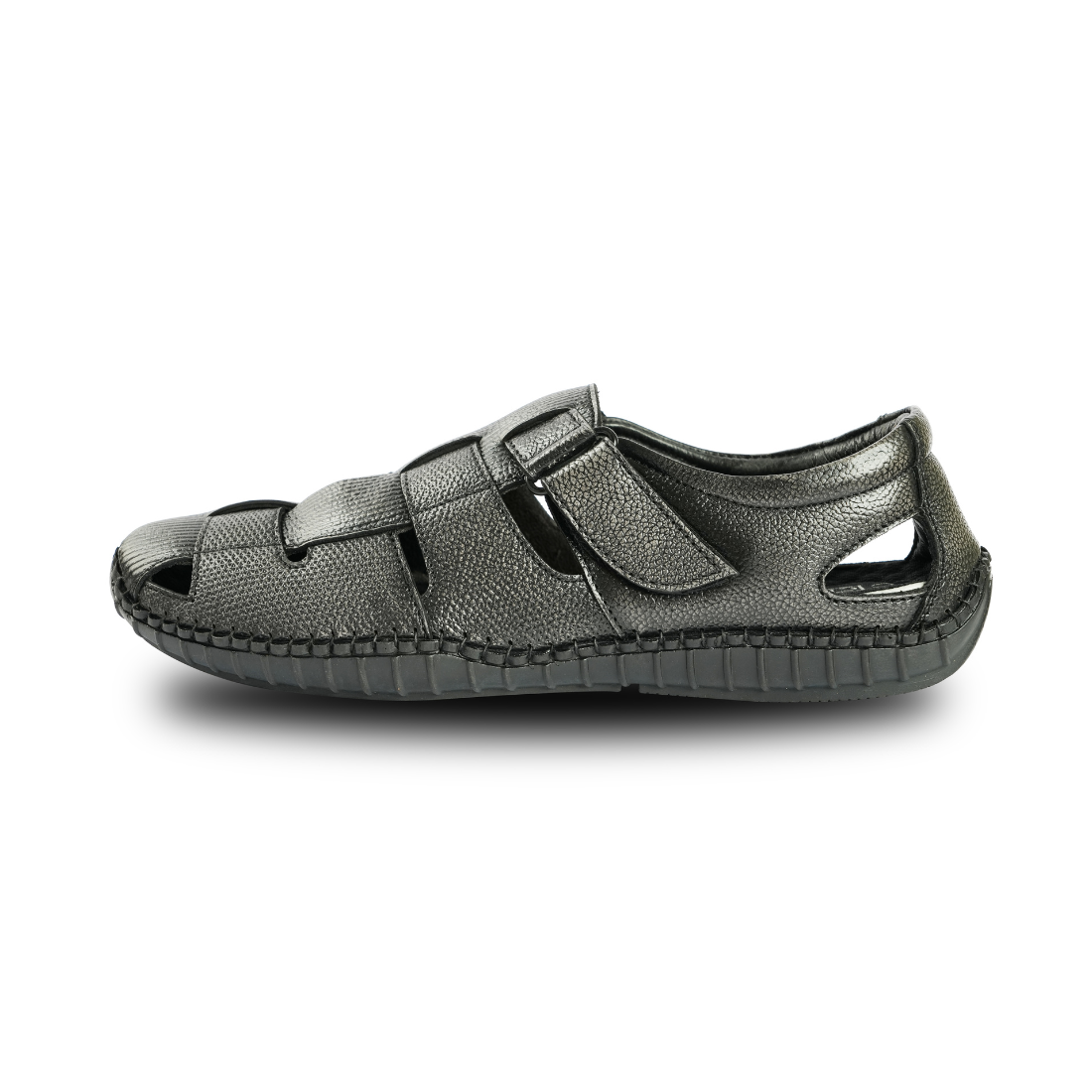 Chamda Men’s Black Closed-Toe Sandal Shoes with Adjustable Strap