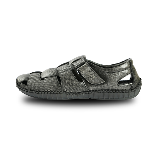 Chamda Men’s Black Closed-Toe Sandal Shoes with Adjustable Strap