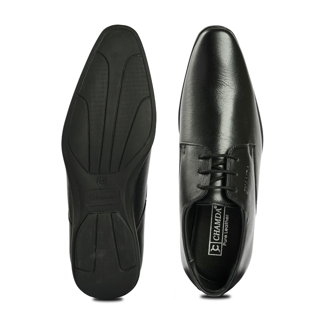 Chamda Black Leather Lace-Up Formal Shoes for Men