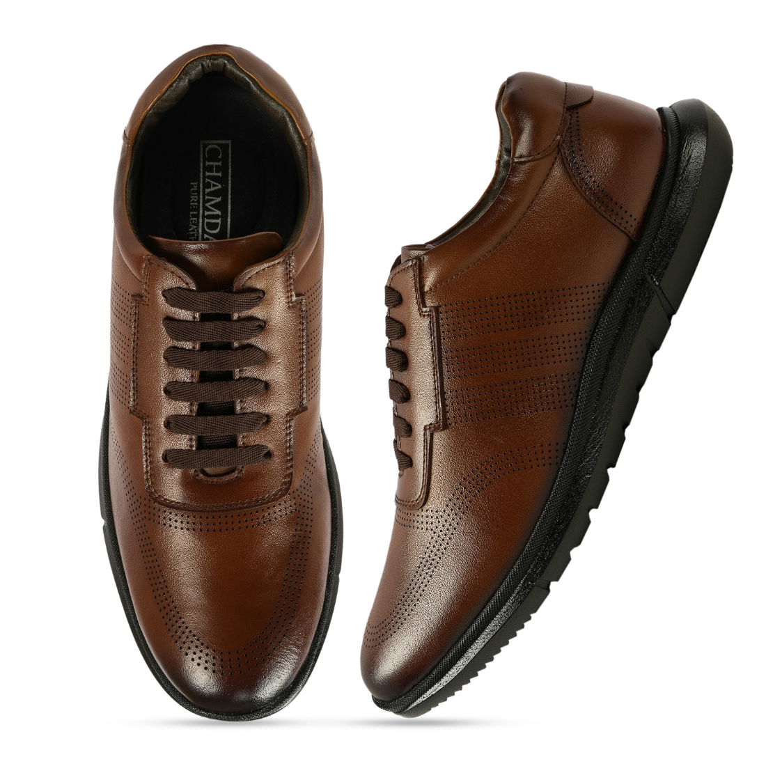 Chamda Men’s Brown Lace-Up Casual Shoes