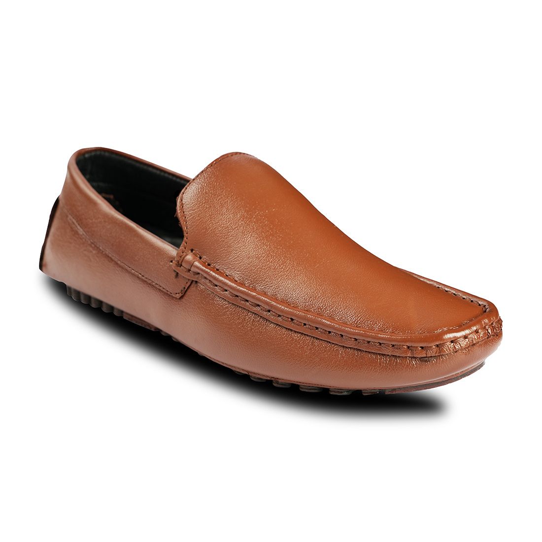 Chamda Men’s Premium Brown Genuine Leather Slip-On Loafers with Flexible Grip Sole