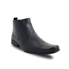 Chamda Men’s Black Genuine Leather Ankle Boots with Side Zip