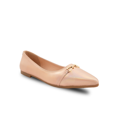 Chamda Women’s Rose Gold Ballet Flats with Metallic Accent