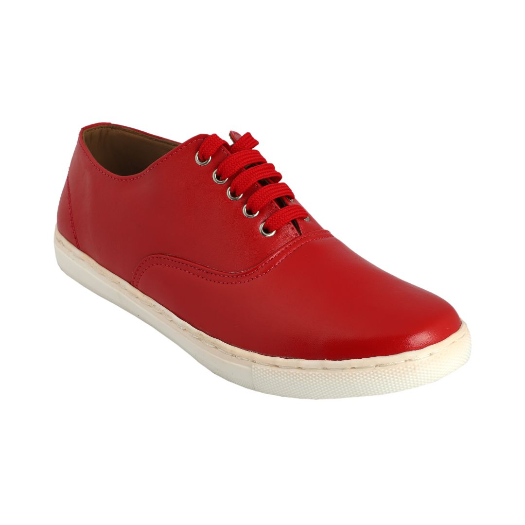 Chamda Men’s Red Lace-Up Casual Shoes