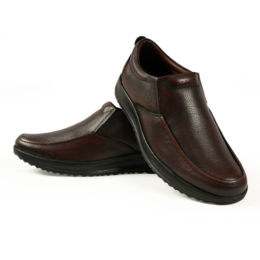 Chamda Men’s Comfort Slip-On Genuine Leather Shoes – Dark Brown