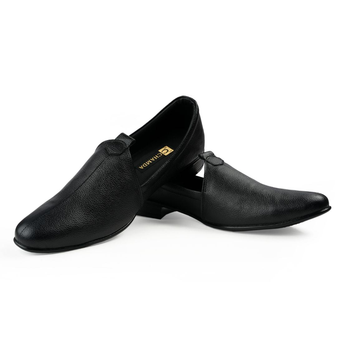 Chamda Men’s Black Formal Leather Slip-On Shoes