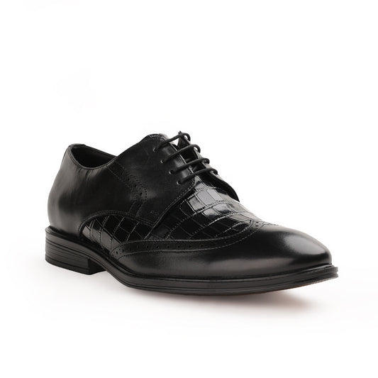 Chamda Men’s Black Textured Formal Leather Shoes