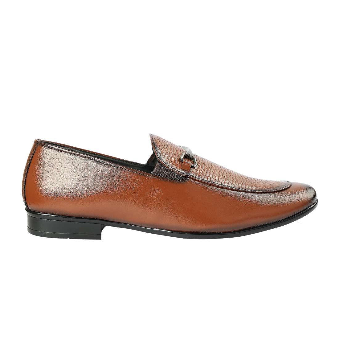 Chamda Tan Color Textured Leather Slip-On Formal/Casual Shoes for Men