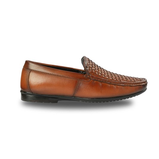 Chamda Woven Leather Formal Slip-On Shoes for Men