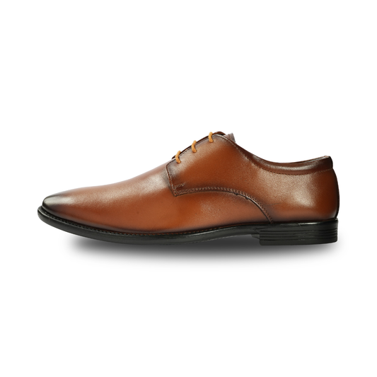 Chamda Classic Brown Lace-Up Formal Leather Shoes for Men
