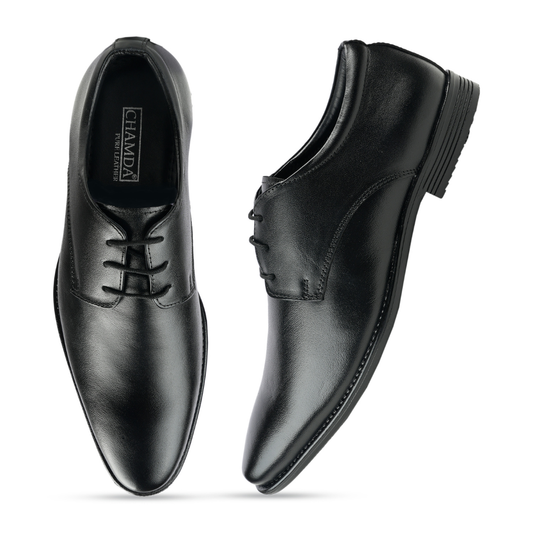 Chamda Men’s Lace-Up Formal Leather Shoes – Black