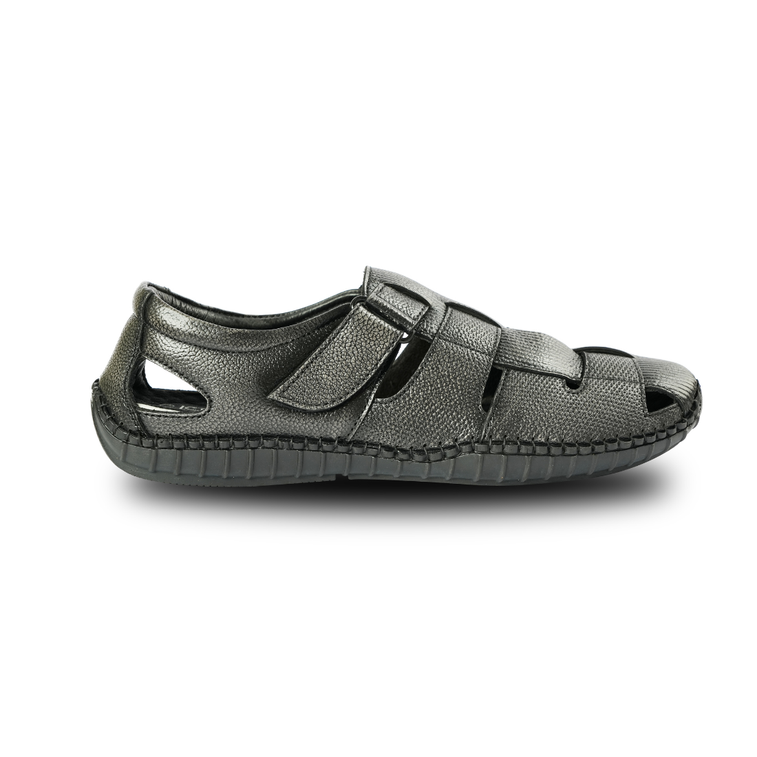 Chamda Men’s Black Closed-Toe Sandal Shoes with Adjustable Strap