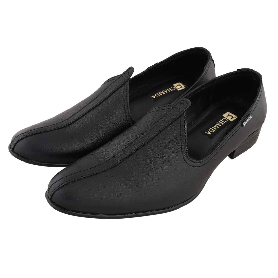 Chamda Men’s Black Formal Leather Slip-On Loafers