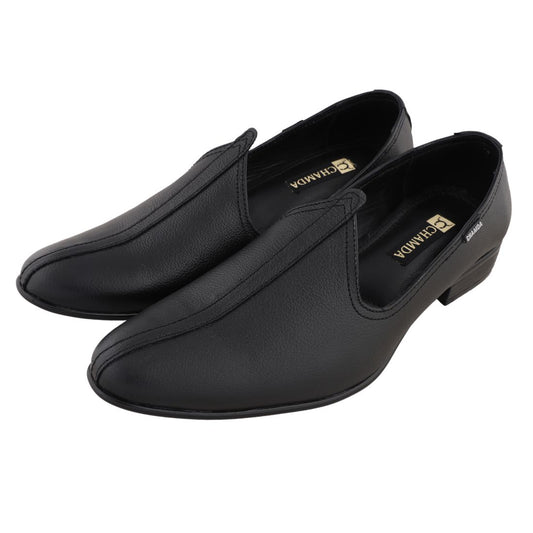 Chamda Men’s Black Formal Leather Slip-On Loafers
