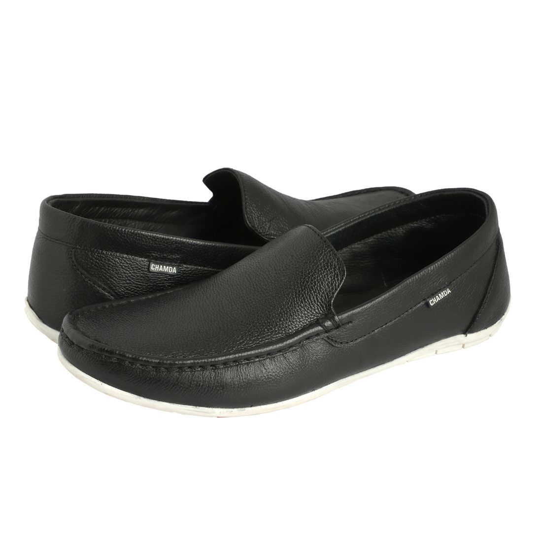 Chamda Men’s Slip-On Leather Loafers – Black