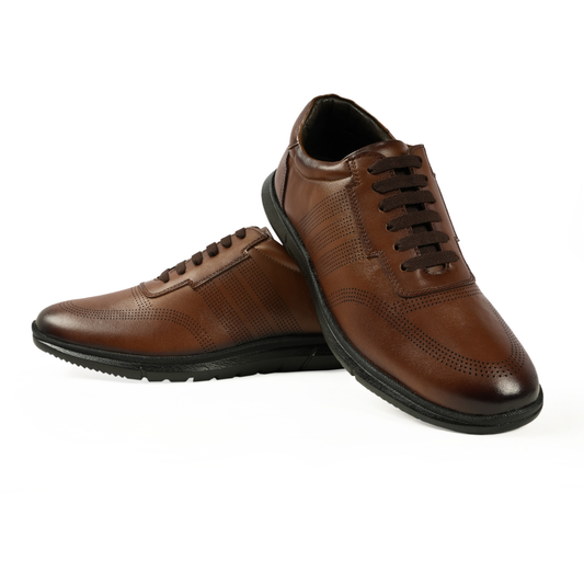 Chamda Men’s Brown Lace-Up Casual Shoes