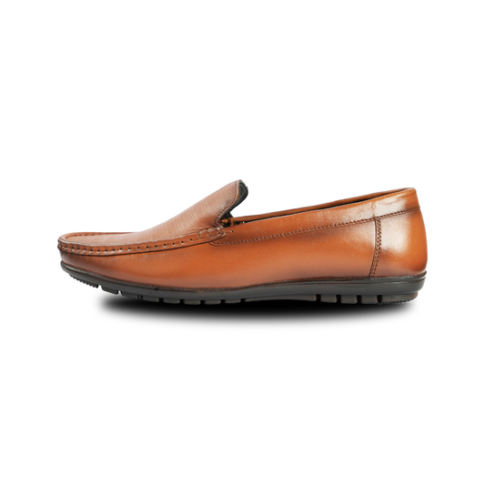 Chamda Men’s  Brown Leather Slip-On Loafers