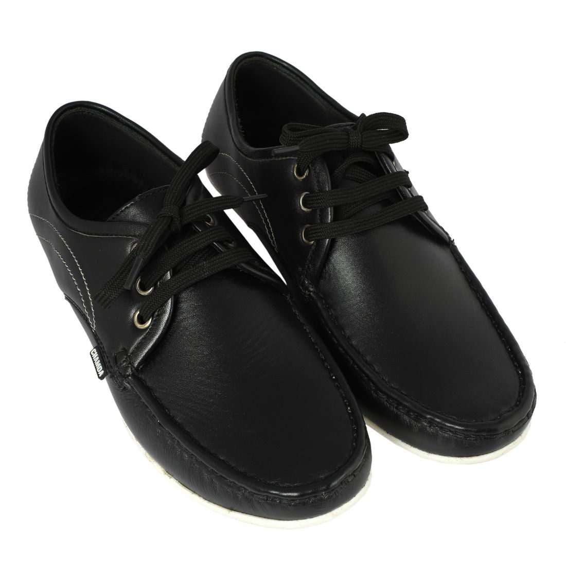 Chamda Men’s Black Lace-Up Leather Casual Shoes
