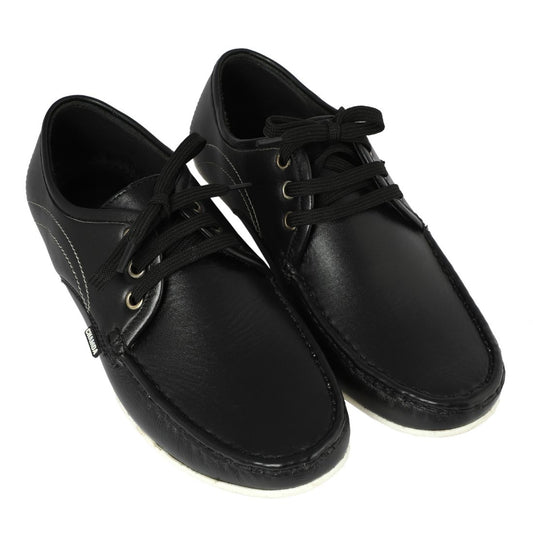 Chamda Men’s Black Lace-Up Leather Casual Shoes