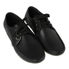 Chamda Men’s Black Lace-Up Leather Casual Shoes