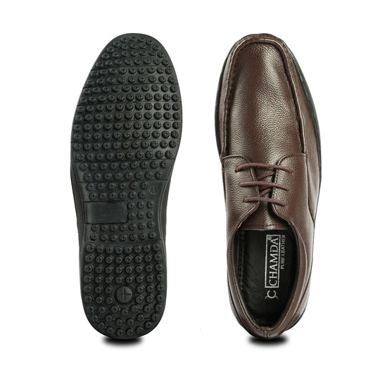 Chamda Men’s Dark Brown Formal Leather Lace-Up Shoes