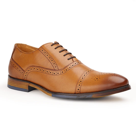 Chamda Men’s Tan Brown Brogue Formal Leather Shoes