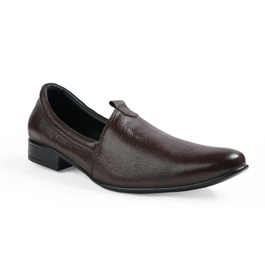 Chamda Men’s Brown Formal Leather Slip-On Loafers