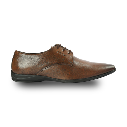 Chamda Brown Leather Lace-Up Formal Shoes for Men