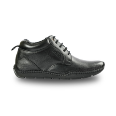 Chamda Black Leather Lace-Up Casual Shoes for Men