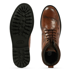 Chamda Men’s Brown Leather Lace-Up Ankle Boots
