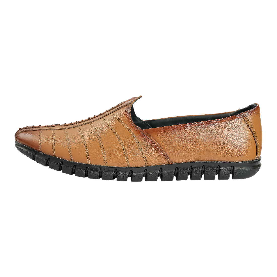 Chamda Tan Leather Slip-On Casual Shoes for Men