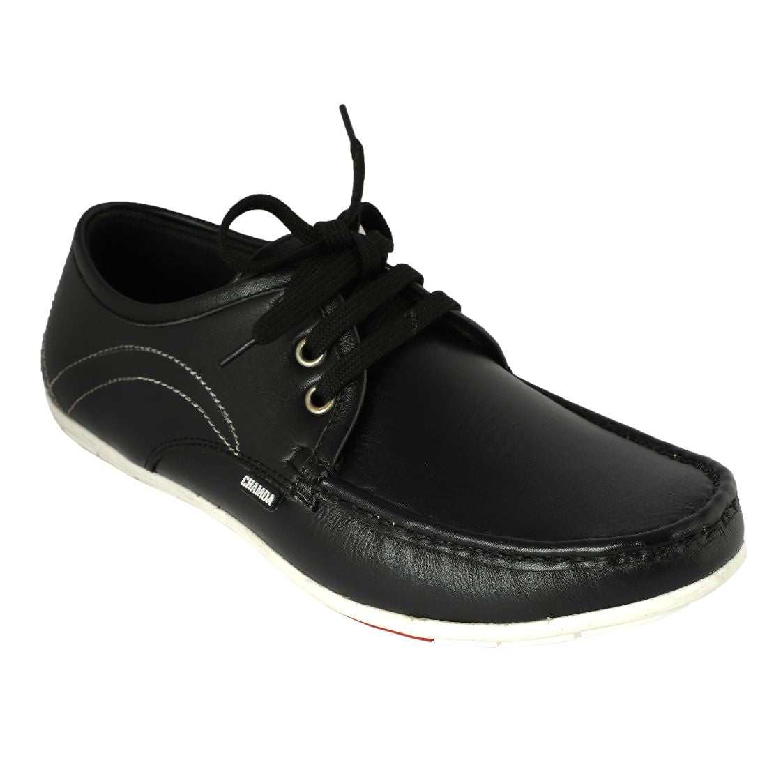 Chamda Men’s Black Lace-Up Leather Casual Shoes