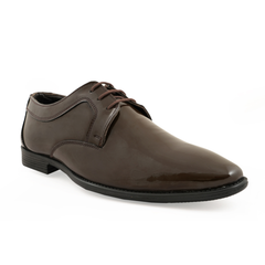 Chamda Brown Genuine Leather Patent Finish Lace-Up Formal Shoes for Men