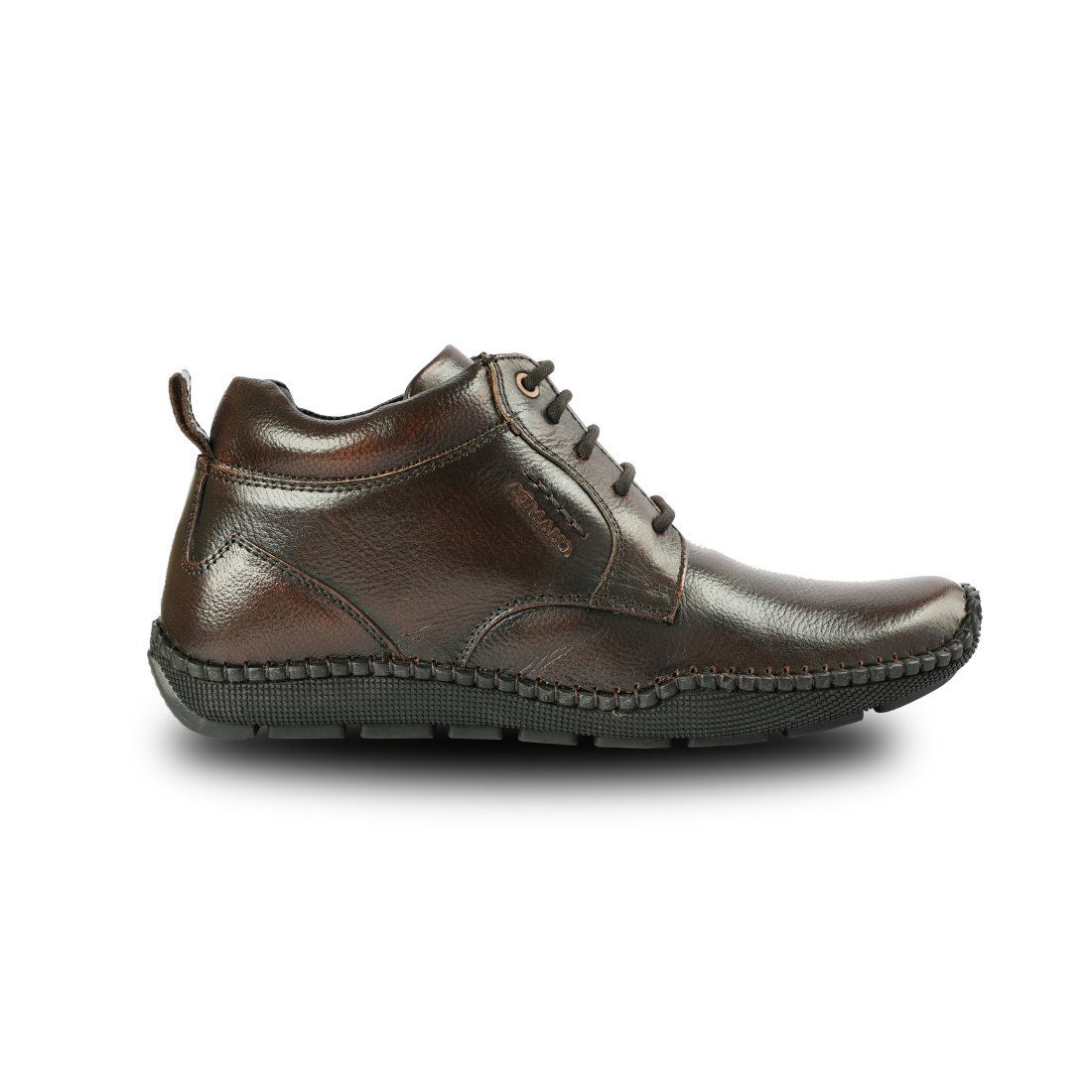 Chamda Brown Leather Lace-Up Casual Shoes for Men