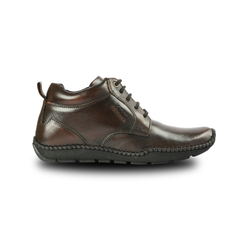 Chamda Brown Leather Lace-Up Casual Shoes for Men
